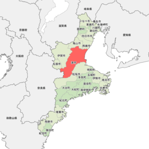 三重県津市の場所を示す地図です。