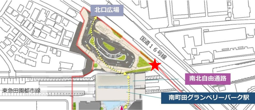 南町田グランベリーパーク駅北口の現場地図です。