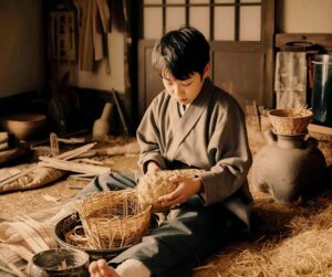 子どもが草鞋を作るイメージ画像